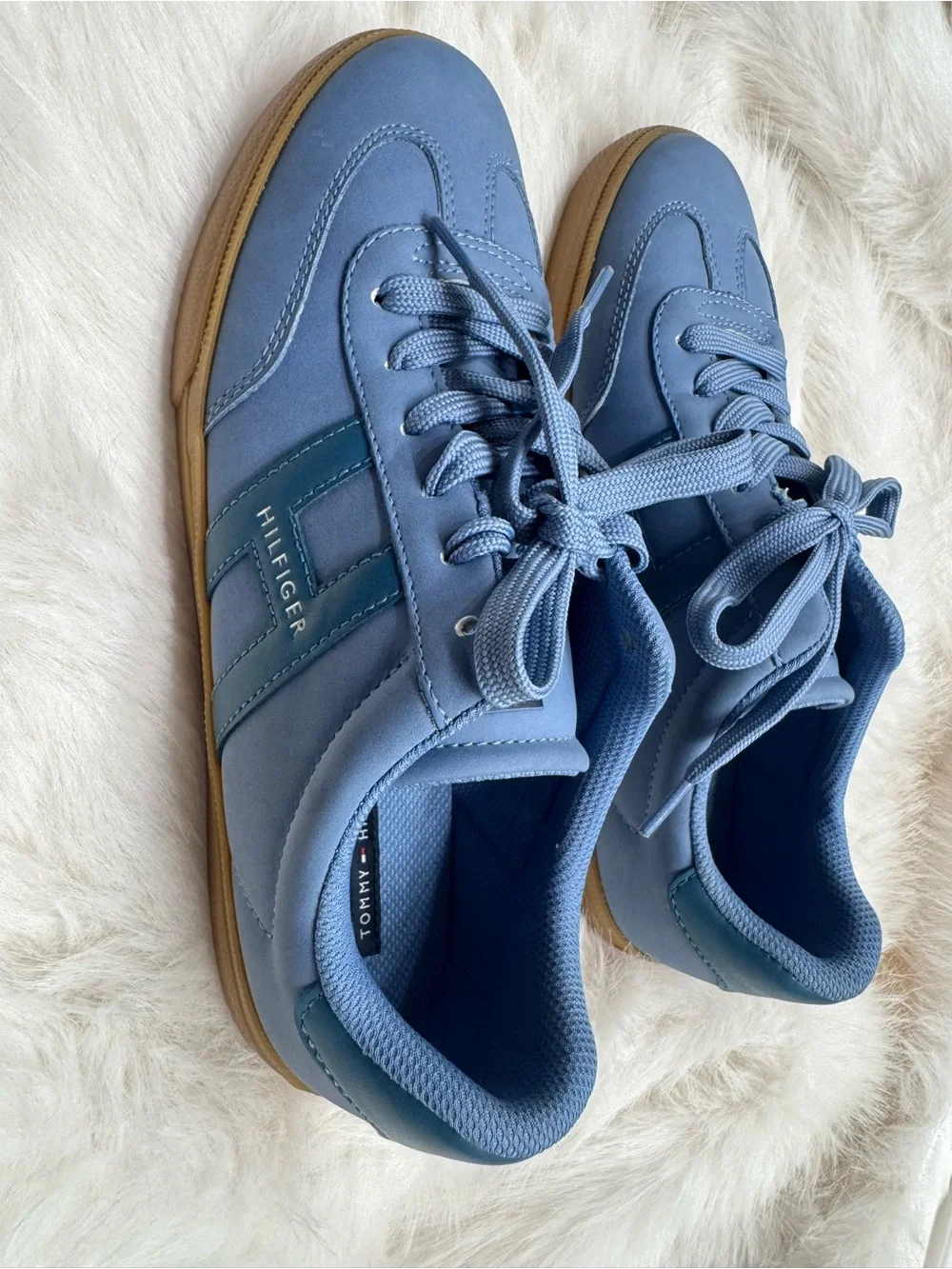 Tommy Hilfiger Sky Blue Lace-Up Sneakers with Gum Sole